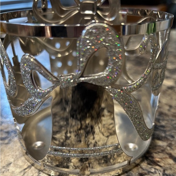 Bath & Body Works Silver Glitter Candle Holder Christmas Theme - Picture 3 of 5